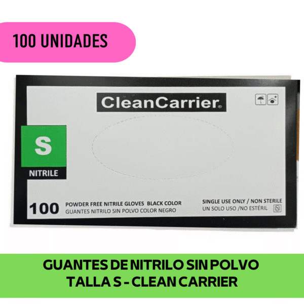 CAJA GUANTE DE NITRILO CLEAN CARRIER TALLA S 100 UDS
