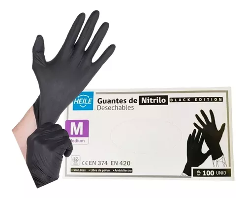 CAJA DE GUANTES DE NITRILO HEILE TALLA M 100UDS