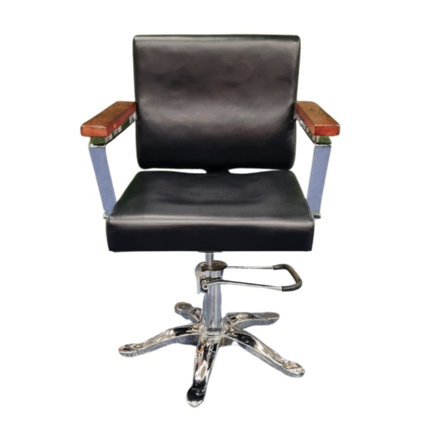 SILLA DE PELUQUERIA NEGRA/MADERA ITEM BS-A881 GLOBAL CARE